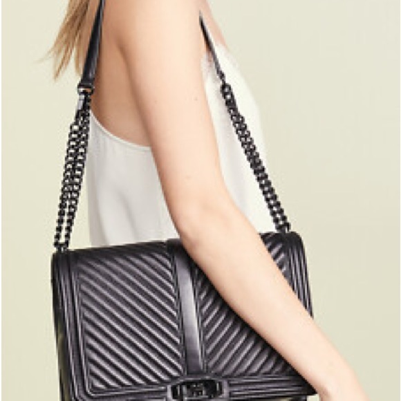Rebecca Minkoff Chevron Quilted Jumbo Love Crossbody – Black “NWT - minor wear” - Picture 5 of 15